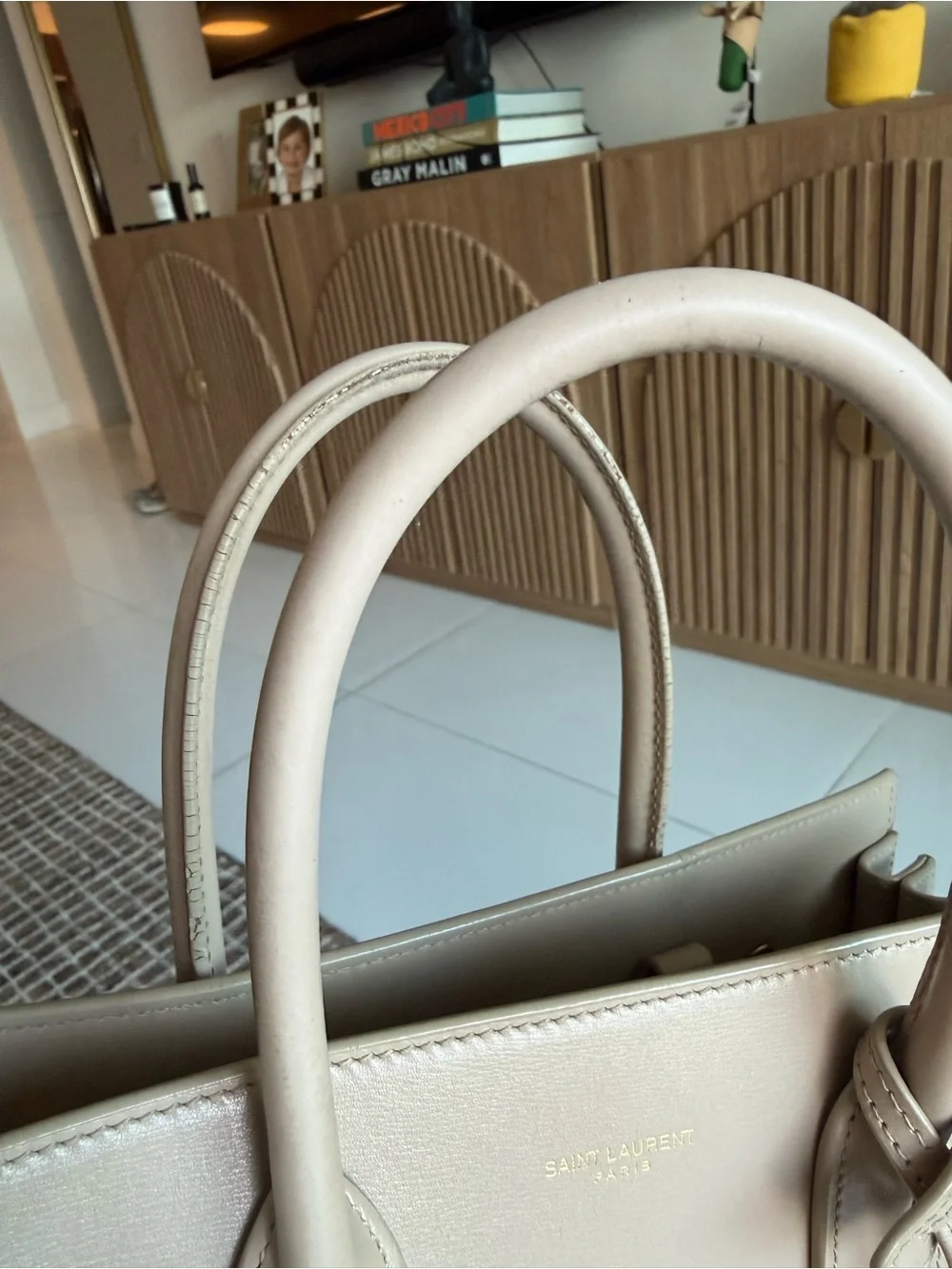 Saint Laurent Sac de Jour Baby in Smooth Leather Dark Beige - Preowned